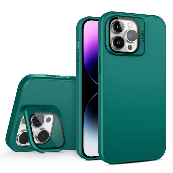 For iPhone 15 Pro Max Case PC+TPU Protective Case Glass Lens Film Kickstand Phone Cover Discount