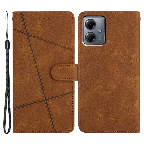 For Motorola Moto G14 4G Stand Wallet Phone Leather Case Crazy Horse Texture Imprinted Lines Cover For Cheap