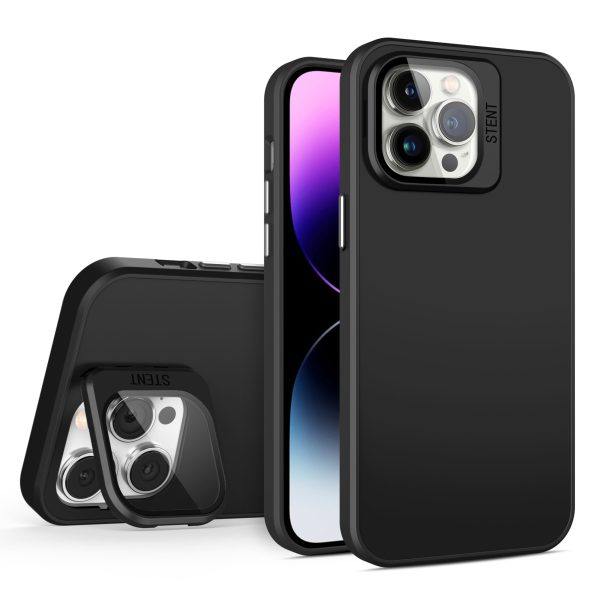 PC+TPU Slim Phone Cover for iPhone 15 Pro Case Kickstand Phone Shell Built-In Glass Lens Film Hot on Sale