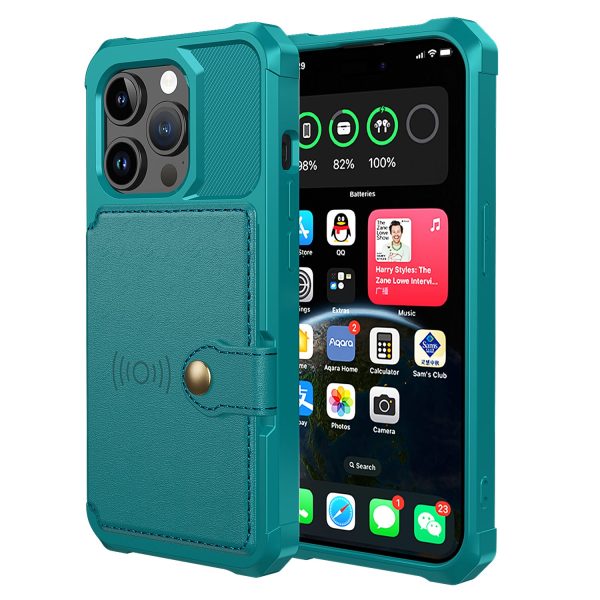 For iPhone 15 Pro Max Card Holder Wallet Phone Case PU Leather+TPU Cover Support Magnetic Car Mount Fashion