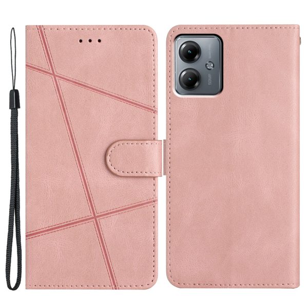 For Motorola Moto G14 4G Stand Wallet Phone Leather Case Crazy Horse Texture Imprinted Lines Cover For Cheap