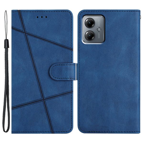 For Motorola Moto G14 4G Stand Wallet Phone Leather Case Crazy Horse Texture Imprinted Lines Cover For Cheap